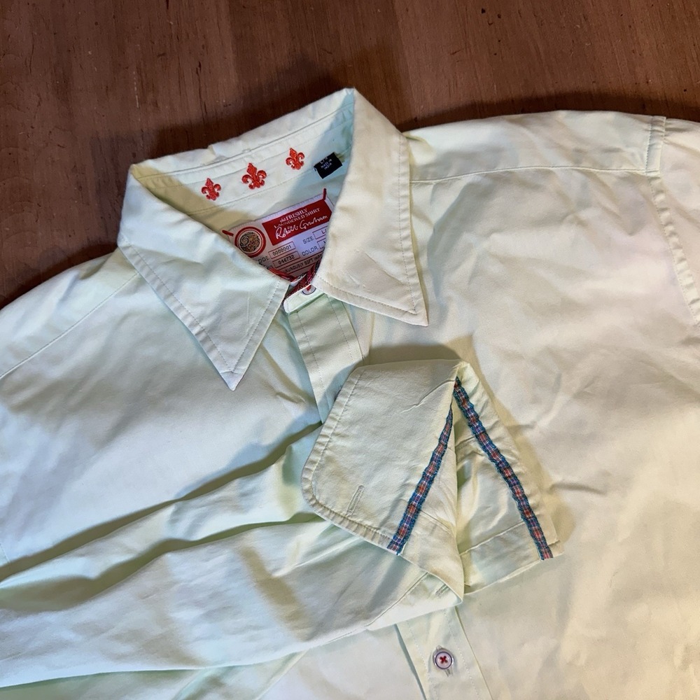Robert Graham Men's L Green Button Up The Freshly Launder Shirt Imported Cotton